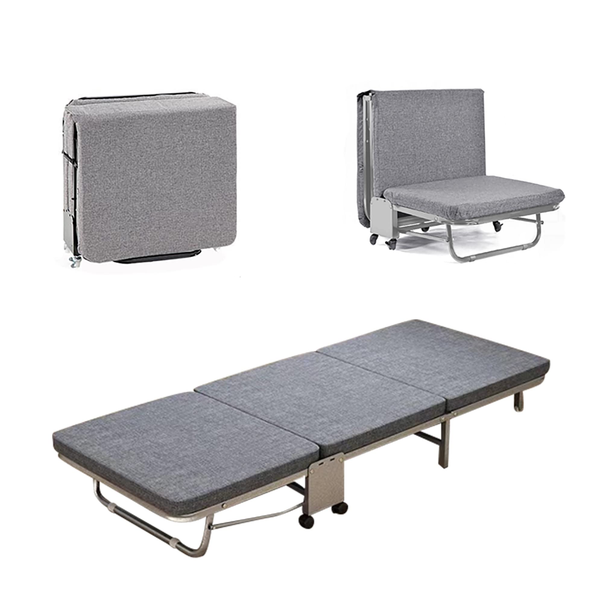 【未使用品】折りたたみベッド　3つ折り　シングルベッド Amazon｜ZOOBLY シングル 幅90CM コンパクト三つ折り 簡易ベッド